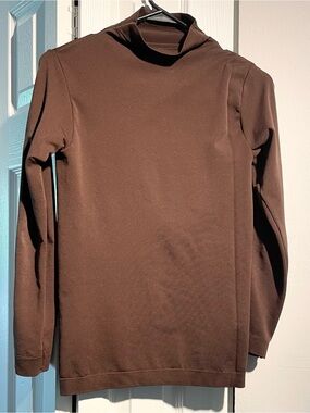 Chocolate Brown Mock Neck Long Sleeve Top